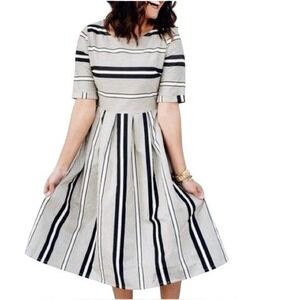 Ampersand Ave Stripe Fit Flare Dress Short Sleeve Midi Women's Size S